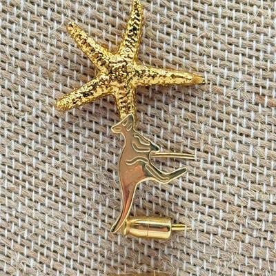 LOT 68: Vintage Stick Pins: Flowers, Starfish, Kangaroo & Leaves