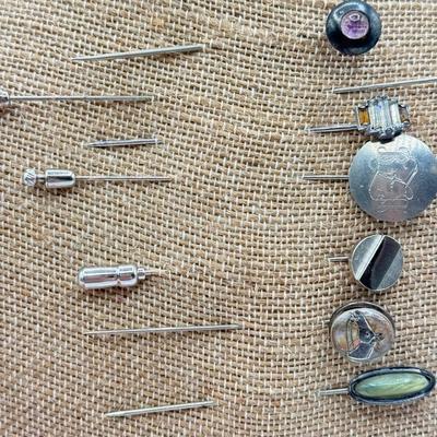 LOT 69: Collection of Stick Pins w/ Fascinating Stones