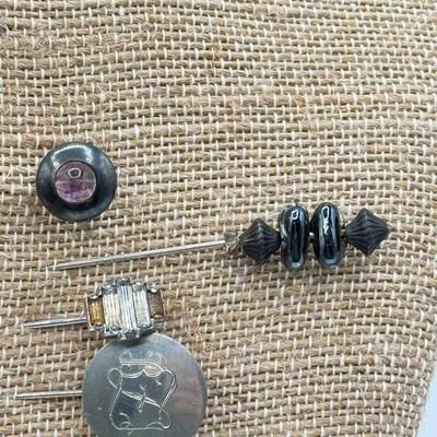LOT 69: Collection of Stick Pins w/ Fascinating Stones