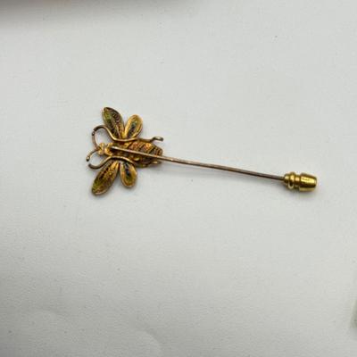 LOT 70: Gold Vermeil Sterling Silver Brooch & Topazio Sterling Bee Stick Pin (6.7g)