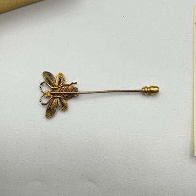 LOT 70: Gold Vermeil Sterling Silver Brooch & Topazio Sterling Bee Stick Pin (6.7g)