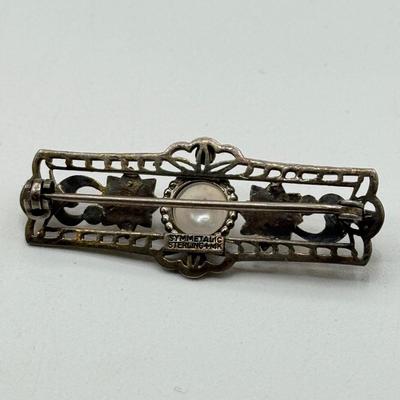 LOT 70: Gold Vermeil Sterling Silver Brooch & Topazio Sterling Bee Stick Pin (6.7g)