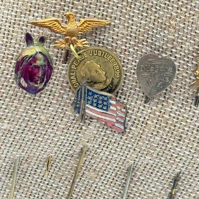 LOT 71: Vintage & Antique Stick Pins: Patriotic & More