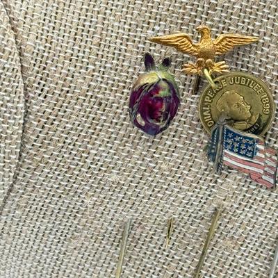 LOT 71: Vintage & Antique Stick Pins: Patriotic & More