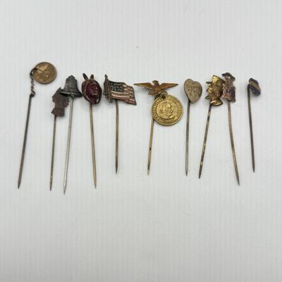 LOT 71: Vintage & Antique Stick Pins: Patriotic & More
