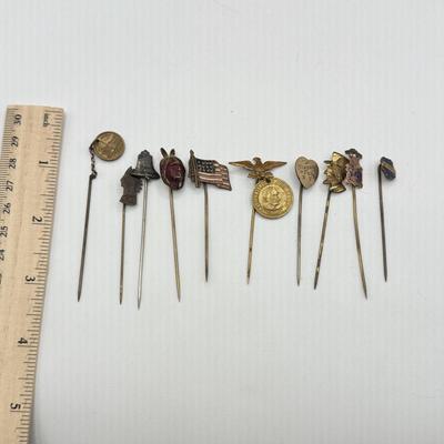 LOT 71: Vintage & Antique Stick Pins: Patriotic & More