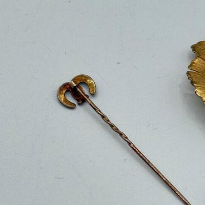 LOT 73: Vintage Stick Pins: Heart, Leaf, Chains & More