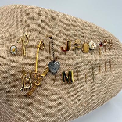 LOT 74: Vintage Stick Pins: Ski, Initials & More