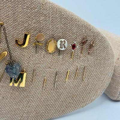 LOT 74: Vintage Stick Pins: Ski, Initials & More