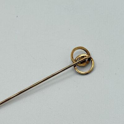 LOT 78: 14k Gold Pearl Stick Pin (1.7g)
