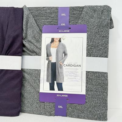 LOT 81: NWT Plus Sized Women's Clothing: Pair of 2XL Cardigans, XXL Dark Green Sweatsuit & Old Navy Size 16 "Super...