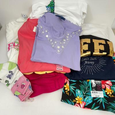 LOT 83: Summer Clothing: Some NEW & Sneakers