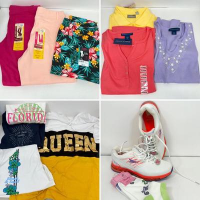 LOT 83: Summer Clothing: Some NEW & Sneakers