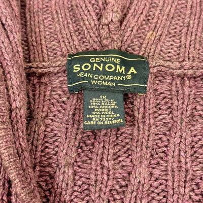 LOT 84: Plus size Purple Champion Sweatshirt, Zip up Sweater & Three Pairs of Jeans