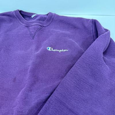 LOT 84: Plus size Purple Champion Sweatshirt, Zip up Sweater & Three Pairs of Jeans
