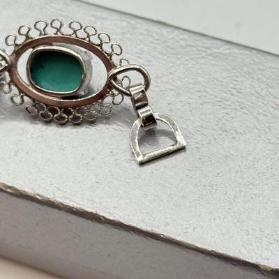 LOT 91: Sterling Silver Turquoise Bracelet 7” (12.05g)