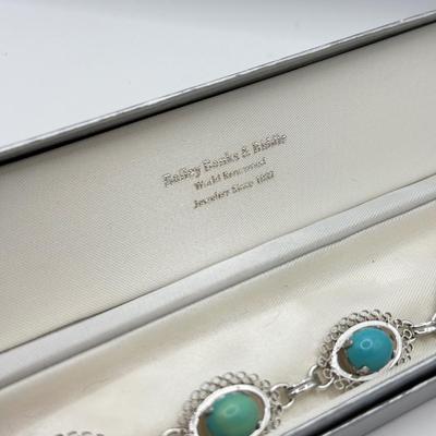 LOT 91: Sterling Silver Turquoise Bracelet 7” (12.05g)