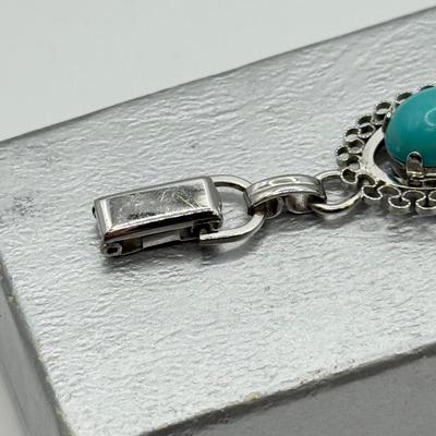 LOT 91: Sterling Silver Turquoise Bracelet 7” (12.05g)