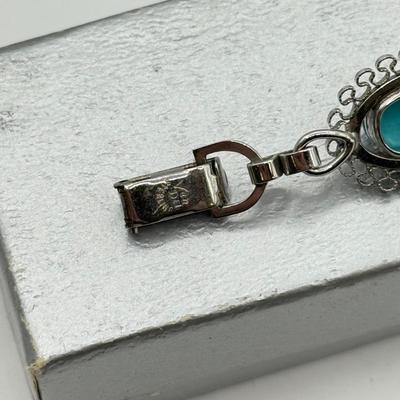 LOT 91: Sterling Silver Turquoise Bracelet 7” (12.05g)