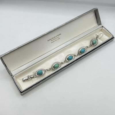 LOT 91: Sterling Silver Turquoise Bracelet 7” (12.05g)