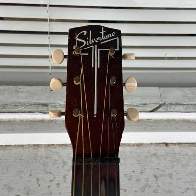 LOT 94: Small Silvertone Guitar w/ Vintage Cowboy Guitar Case
