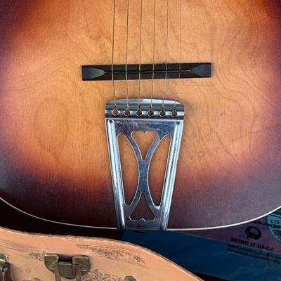 LOT 94: Small Silvertone Guitar w/ Vintage Cowboy Guitar Case
