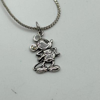 LO 96: Sterling Silver Mickey Mouse Pendant & Two Sterling Chains 18” & 22”
