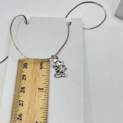 LO 96: Sterling Silver Mickey Mouse Pendant & Two Sterling Chains 18” & 22”