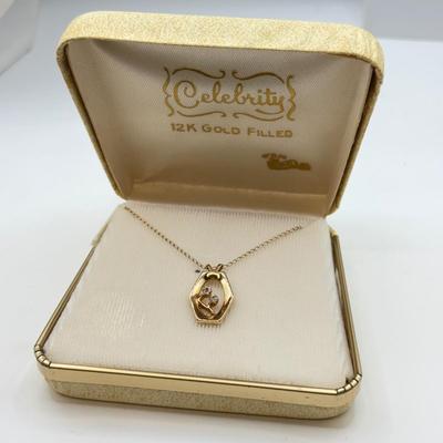 LOT 98: Wedgewood Necklace, 12k Gold Filled Celebrity Necklace in Box & Another Gold Fill Necklace (18”, 18”, 16”)