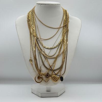 LOT 99: Gold Tone Necklace Collection - various lengths