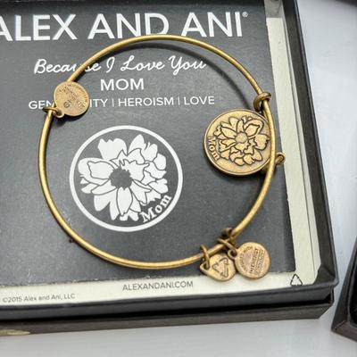 LOT 100: Alex and Ani Charm Bracelets w/ Boxes, Bangles & Beaded Bracelets