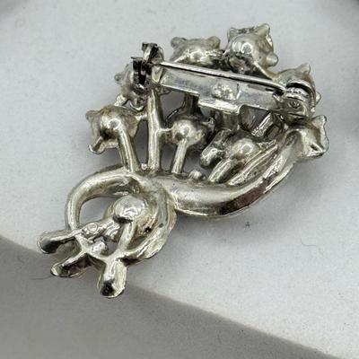 LOT 103: Collection of Silvertone Pins & Pierced Earrings