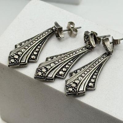 LOT 103: Collection of Silvertone Pins & Pierced Earrings