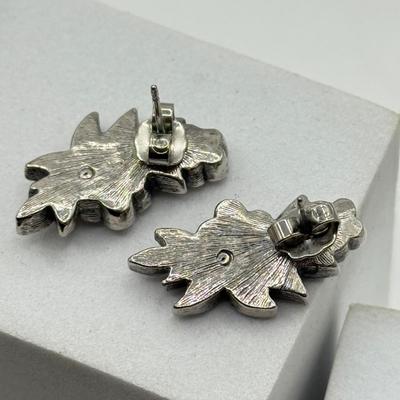 LOT 103: Collection of Silvertone Pins & Pierced Earrings