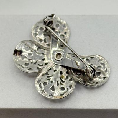 LOT 103: Collection of Silvertone Pins & Pierced Earrings