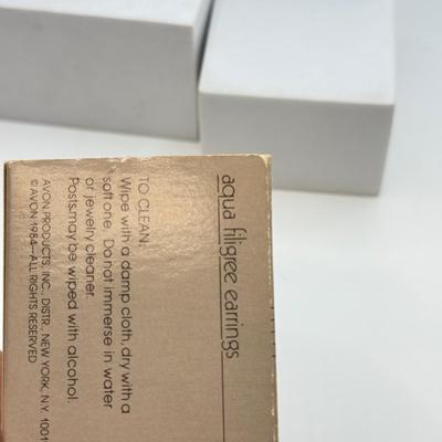 LOT 105: Avon Sterling and Glass Ring (sz 9), Avon Earrings in Box, Faux Marcasite Pieces & More