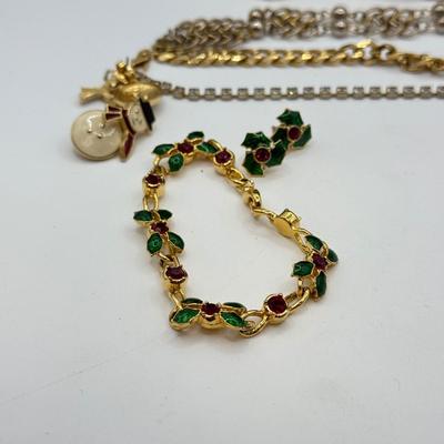 LOT 106: Christmas & More Costume Jewelry Collection: Bracelets, Earrings & More