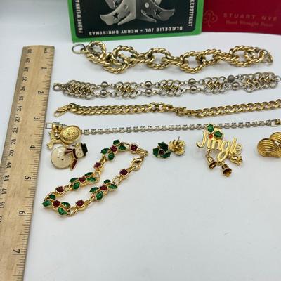 LOT 106: Christmas & More Costume Jewelry Collection: Bracelets, Earrings & More