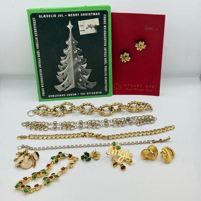LOT 106: Christmas & More Costume Jewelry Collection: Bracelets, Earrings & More