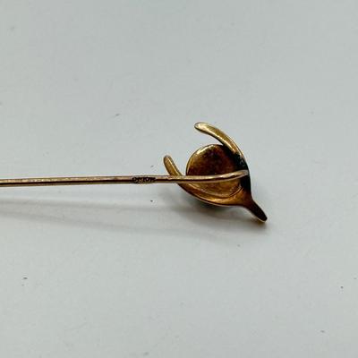 LOT 110: Vintage 10k Gold Turquoise Wishbone Hat / Stick Pin (1.0g)