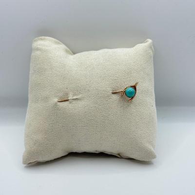 LOT 110: Vintage 10k Gold Turquoise Wishbone Hat / Stick Pin (1.0g)