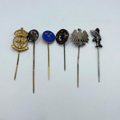 LOT 116: Collection of Vintage Stick Pins: Eagles, Symbols & More