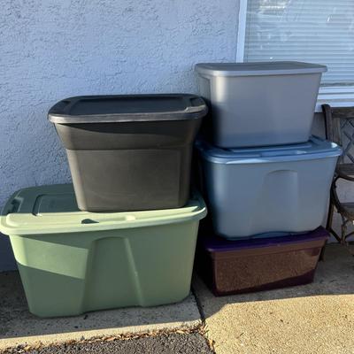 LOT 120: Five Different Sized Totes for Storage, Organization, or Estate Sale Pickups