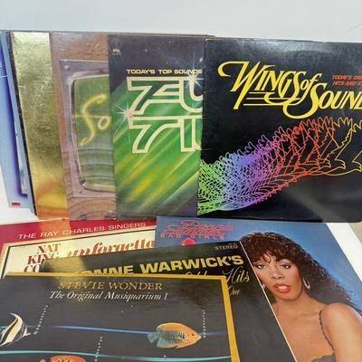 LOT 128: Vinyl Record Albums: Donna Summer, Dionne Warwick, Stevie Wonder, Nat King Cole & More