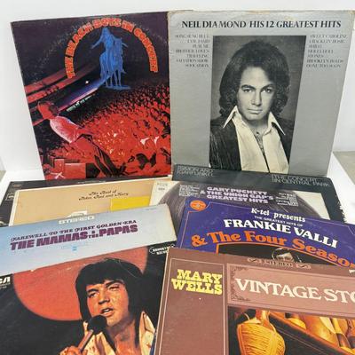 LOT 129: Vintage 1960s Vinyl Record Albums: Elvis in Hollywood, Neil Diamond, The Beach Boys, Frankie Valli, The Mamas & the Papas...