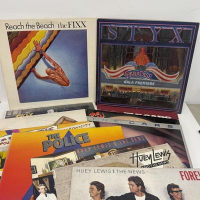 LOT 130: 1980s Vinyl Record Albums: Styx, The Fixx, The Cars, Billy Joel (LIST IN DESCRIPTION)
