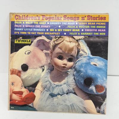 LOT 131: Hercules Disney on Ice Memorabilia w/ Collection of Children's Vinyl Records: Original Sesame Street Cast Recording, Bozo...