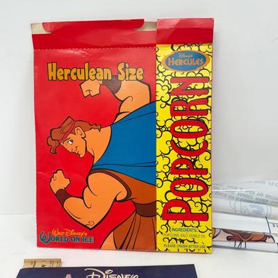 LOT 131: Hercules Disney on Ice Memorabilia w/ Collection of Children's Vinyl Records: Original Sesame Street Cast Recording, Bozo...