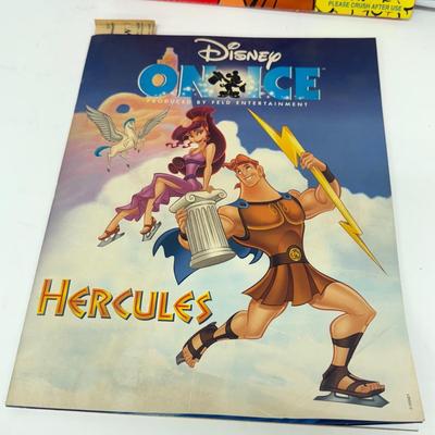 LOT 131: Hercules Disney on Ice Memorabilia w/ Collection of Children's Vinyl Records: Original Sesame Street Cast Recording, Bozo...