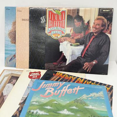 LOT 133: Jimmy Buffett Vinyl Record Albums: Floridays, Changes in Latitudes / Changes in Attitudes, Volcano, A1A, Coconut Telegraph, Last...